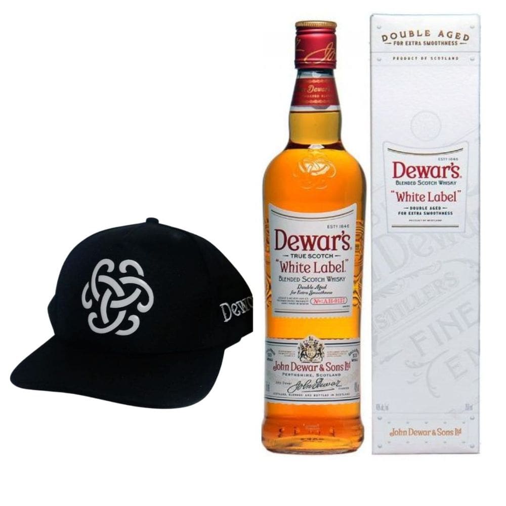 Kit Dewars Whaite Label 750ml c/ Boné Personalizado