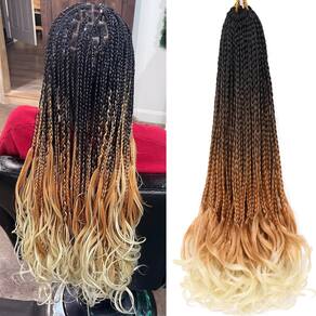 Crochet Hair WOKAA Goddess Box Braids French Curl 22 em 7 pacotes