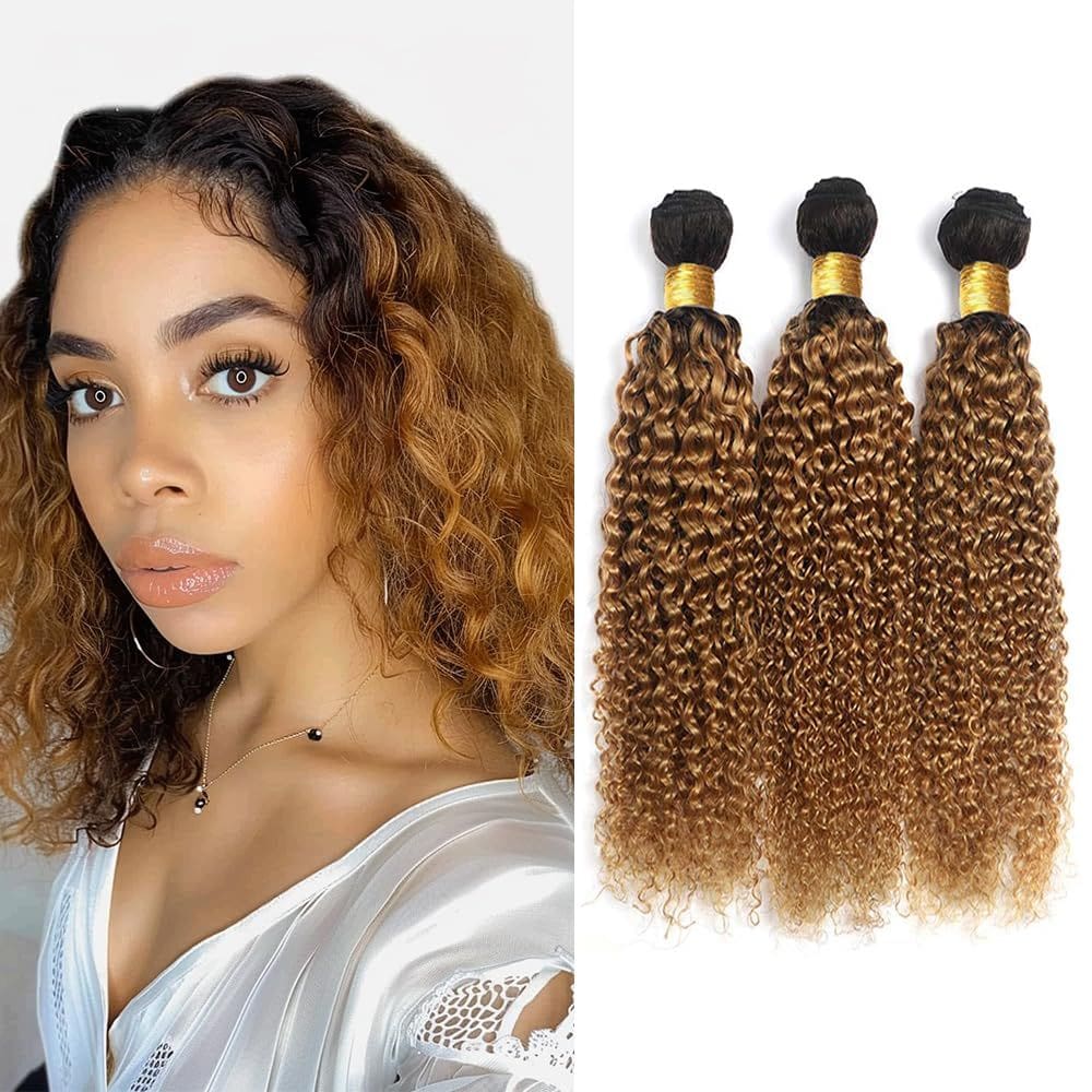 Pacotes de cabelo MAMART Kinky Curly 1B27 Ombre 8-30 no Brasil