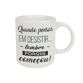 Caneca Cerâmica Regina Frases Motivacionais Preta e Branca 330ml - Item Variado
