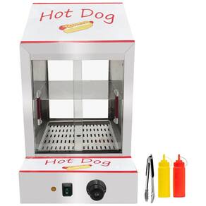Máquina de Hot Dog a Vapor em Aço Inoxidável e Vidro, 110V 1500W, KOUWO