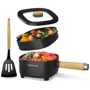 Panela Elétrica Audecook Hot Pot 2L com Revestimento de Cerâmica Antiaderente de 20 cm, Cooker Portátil para Ramen, Bife, Arroz Frito,