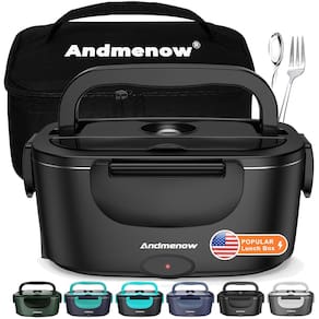 Lancheira elétrica Andmenow 1.5L Portátil Aquecedor de Alimentos Preto