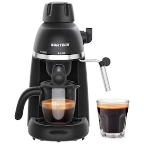 Máquina de Café Expresso 3,5 Bar 1 4 xícara com Bocal de Leite a Vapor, 110V 800W, SOWTECH, Preta