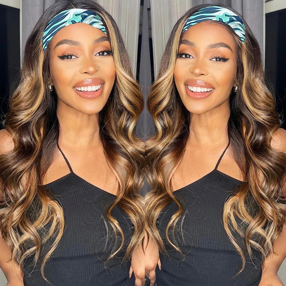 Peruca com bandana Celiarita Ombre Highlight Body Wave 30cm