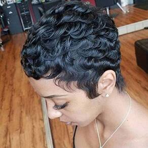 Peruca Flandi Pixie Cut Short Human Hair para mulheres negras 1b