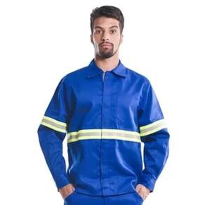 Camisa NR10 Manga Longa Faixa refletiva Sitel Neon Azul Royal