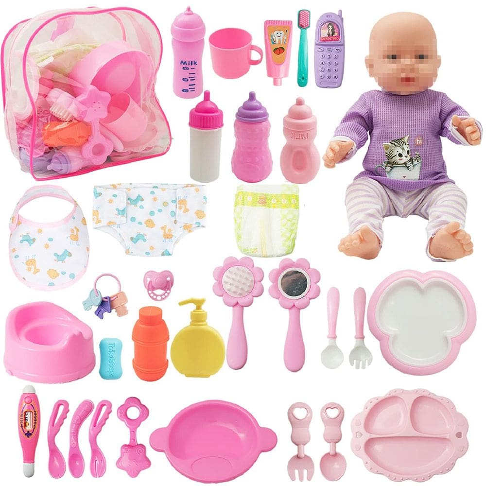 Conjunto de cuidados para bonecas SOTOGO, 34 peças, Feeding Changing Access.
