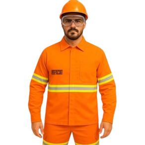 Camisa NR10 Manga Longa Faixa refletiva Sitel Neon Laranja
