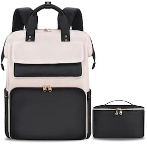 Mochila de almoço BERTASCHE para mulheres com laptop de 15,6" preta-bege