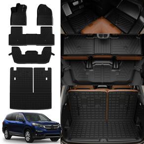 Tapetes de chão + Tapete de porta-malas + Forro de carga Honda Pilot 2023-2025