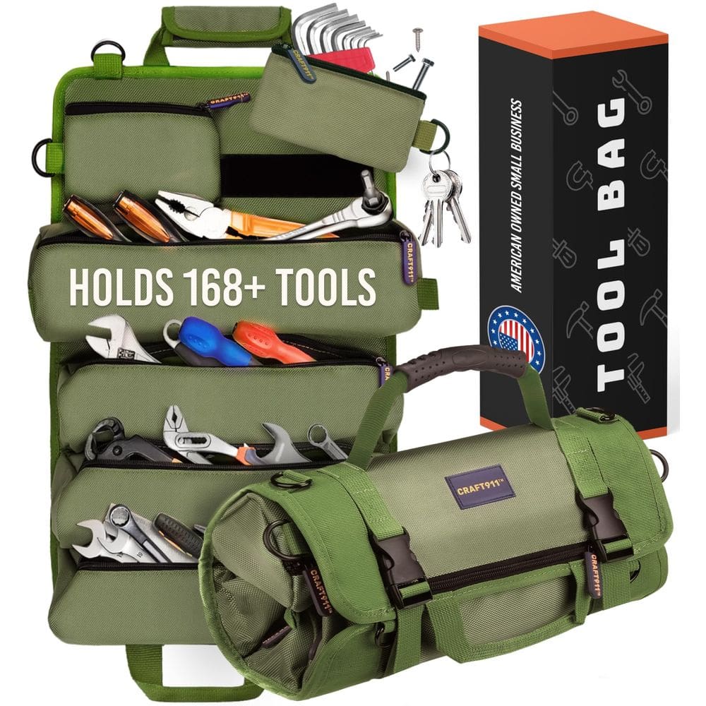 Organizador de bolsas de ferramentas Craft911 Durable com 6 bolsas de ferramentas verdes