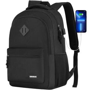 Mochila KROSIAS preta para homens e mulheres para laptop de 15,6" com USB