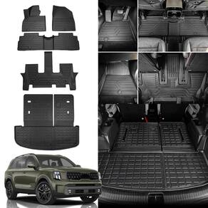 Tapetes de chão + Tapete de porta-malas + Forro de carga Kia Telluride 2020-2025