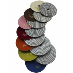 Conjunto de almofadas de polimento de diamante Konfor, 7 peças de 100 mm para granito