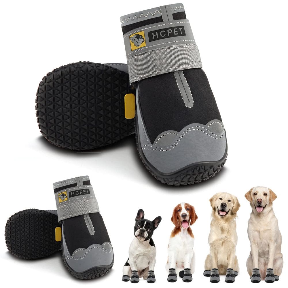 Sapatos para cães Hcpet impermeáveis antiderrapantes para cães grandes, pretos
