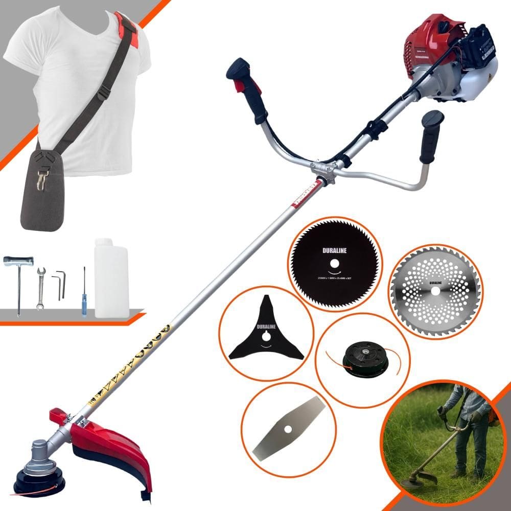 Roçadeira Multifuncional Completa Kawashima BCJ431L À Gasolina 43cc Para Todos os Tipos de Trabalho Com Carretel de Nylon + Kit de 4 Lâminas de Cortes