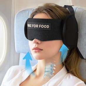 Almofada de viagem MICOCARE Airplane Neck com máscara de olhos preta