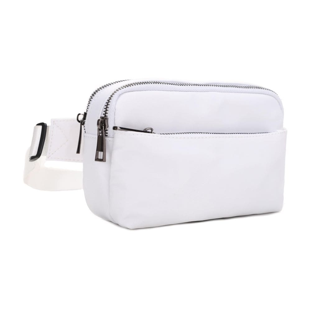 Pacote de cintura Jessie & James Crossbody Nylon White Travel