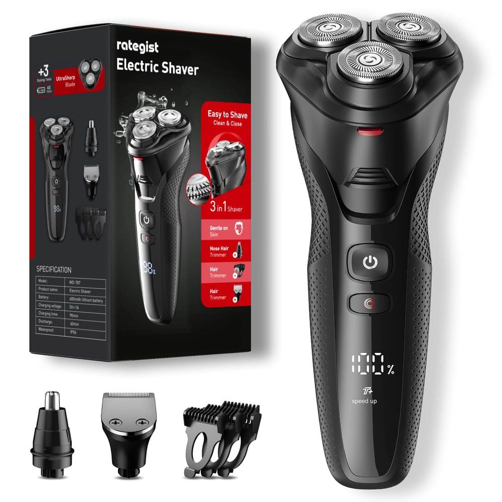 Barbeador elétrico recarregável Rategist Wet Dry Men