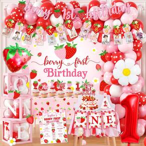 Decorações de aniversário ILUIGGW Strawberry 1st Birthday Girl