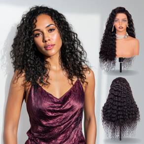 Perucas frontais de renda Gorpo Deep Wave 50 cm, cabelo humano de 180 densidade