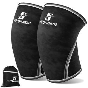 Joelheiras ProFitness para levantamento de peso, neoprene de 7 mm, pretas
