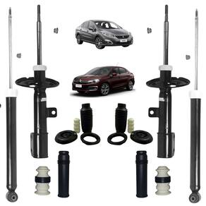 Amortecedor Dianteiro E Traseiro Kayaba + Kit Batente Peugeot 408 2011 A 2019