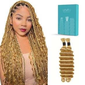 Pacotes de cabelo Lvnatu Color 27 Boho Curls Cabelo humano loiro
