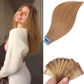 Fita em extensões de cabelo Carleaty Ash Blonde Human Hair