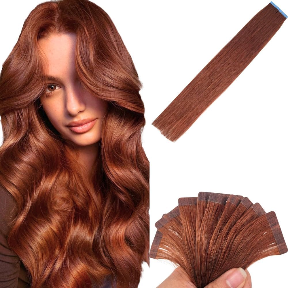 Fita em extensões de cabelo Carleaty Auburn 60cm Human Hair