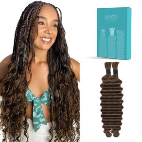 Hair Braiding Lvnatu Color 4 Boho Curls Cabelo humano castanho 22"