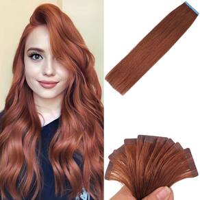 Fita em extensões de cabelo Carleaty Auburn 35cm Human Hair