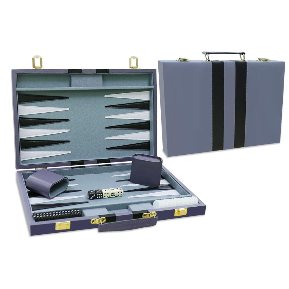 Conjunto de gamão CAYOULR Classic com estojo de couro premium de 38 cm