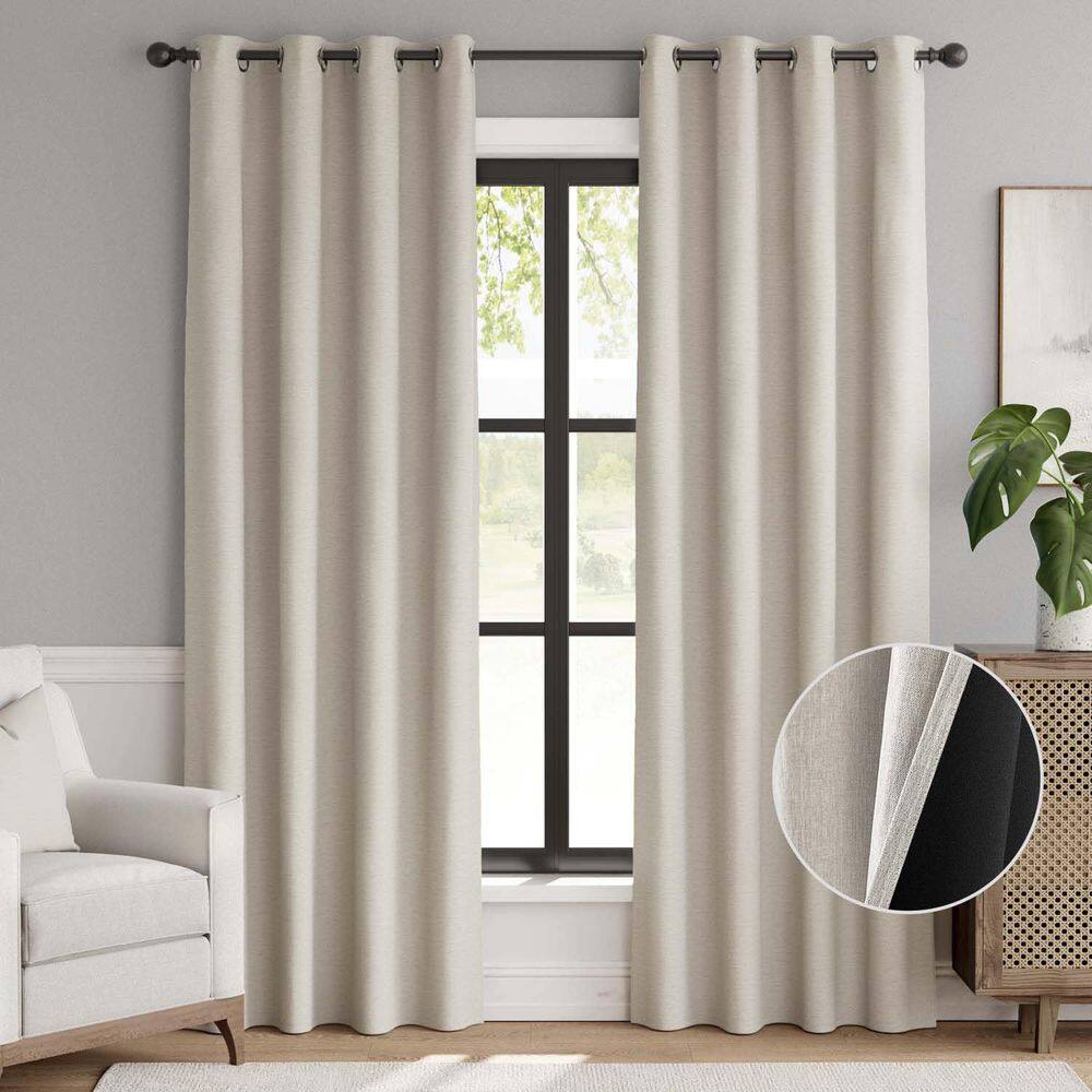 Cortina jinchan Blackout 85% linho sintético 229x228cm Bone