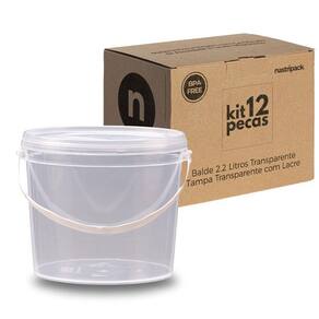 Balde 2.2L Transparente Para Colocar Pretinho - Kit 12 Pçs