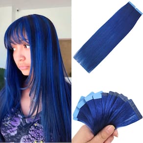 Fita em extensões de cabelo Carleaty Blue Human Hair 35cm