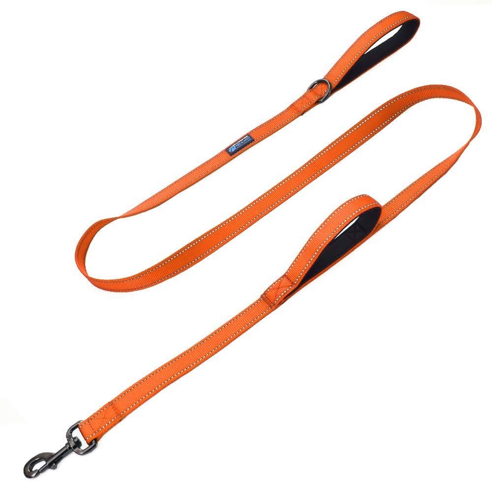 Dog Leash Max e Neo Double Handle Traffic Reflective Laranja