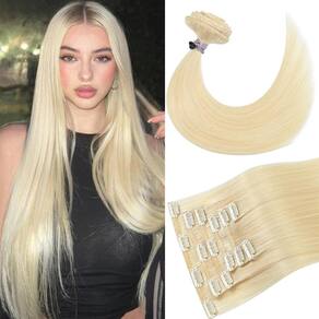 Extensões de cabelo Newfeeling Platinum Blonde 75g 38cm Remy Hair
