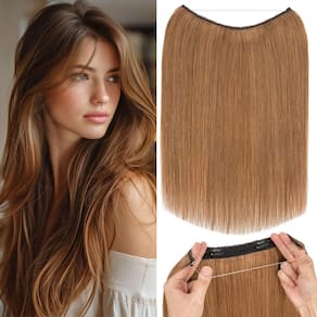 Extensões de cabelo Halo Rich Choices Real Human Remy 30 cm castanho claro