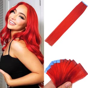 Extensões de cabelo Carleaty Red Tape em cabelo humano com 60 cm de comprimento