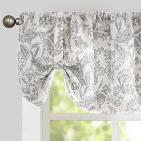 Cortina Valance Lazzzy Floral Grey Linen Farmhouse 50x45cm