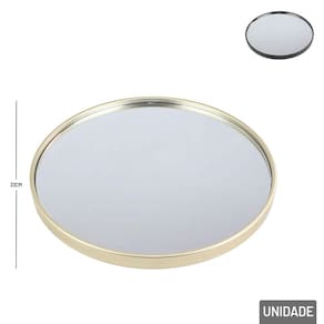 Bandeja Decorativa Plástica 23cm e Espelho Redonda
