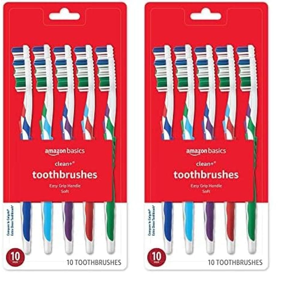Escova de dentes Amazon Basics Clean Plus Soft Full 10 unidades x 2