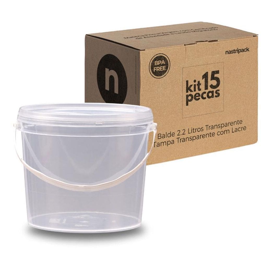 Balde 2.2 Litros Transparente Para Uso Escolar - Kit 15 Pçs