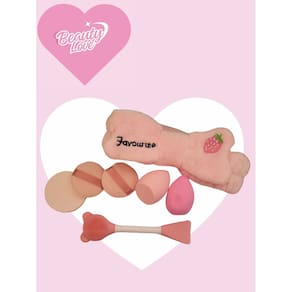 Kit Skin Care limpeza facial 7 peças maquiagem faixa esponja para maquiar mulher dia das mães presente