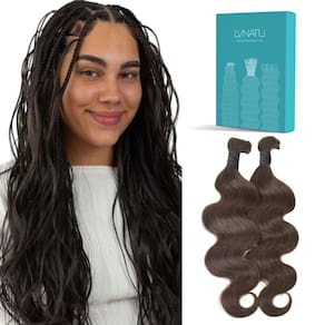 Cabelo trançado humano Lvnatu Body Wave Color 4 Brown 22cm