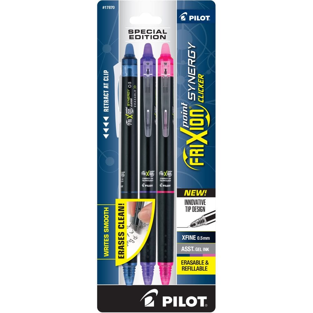 Canetas de tinta gel PILOT Frixion Point Synergy Clicker 0,5 mm, pacote com 3