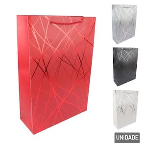 Sacola de Papel 44x31cm Linhas Metalizadas Color - Tudo em Caixa