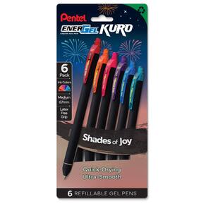 Caneta retrátil Pentel Energel Kuro Shades of Joy, pacote com 6